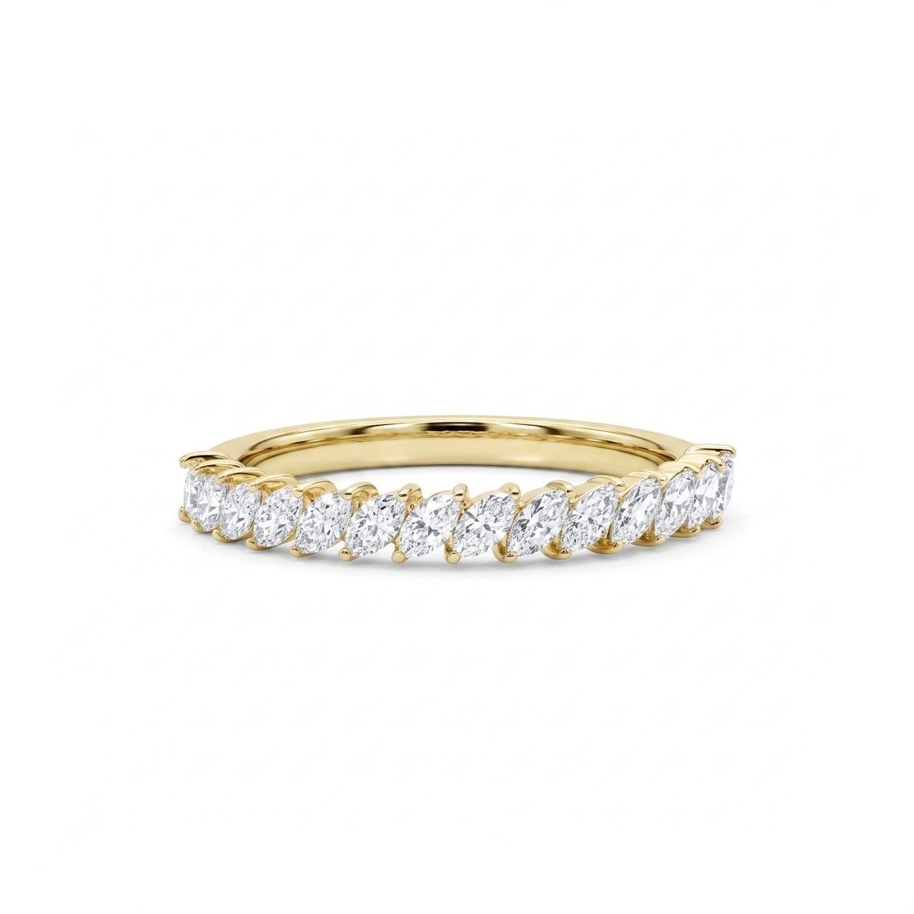 Diagonal Marquise Diamond Wedding Band 0