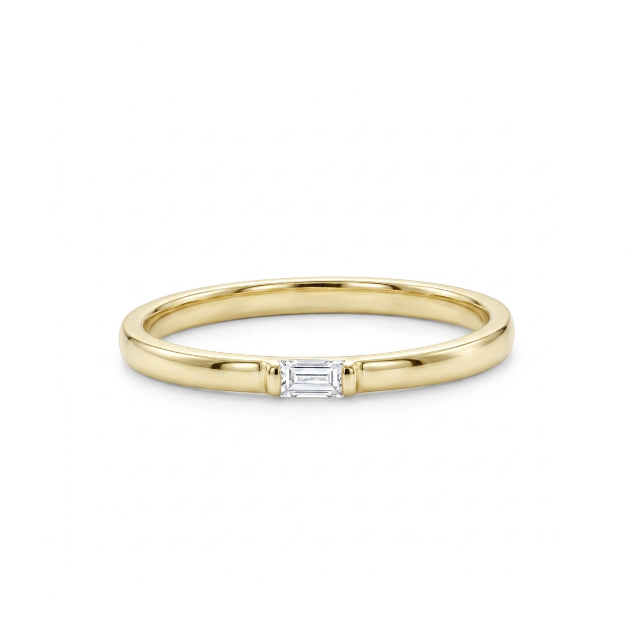 East West Baguette Diamond Solitaire Wedding Band