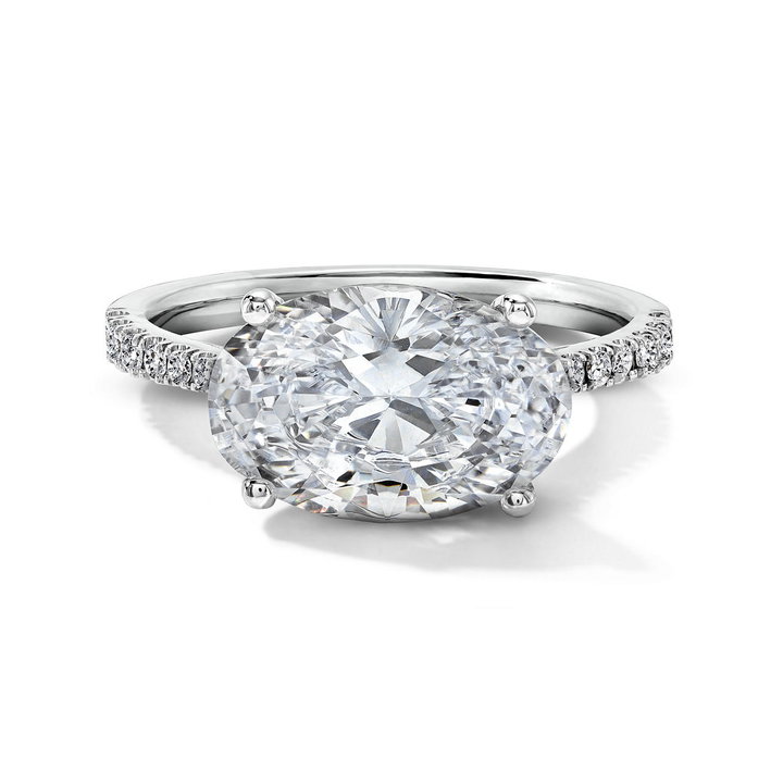 Simon G. East West Hidden Halo Engagement Setting In White Gold 18K