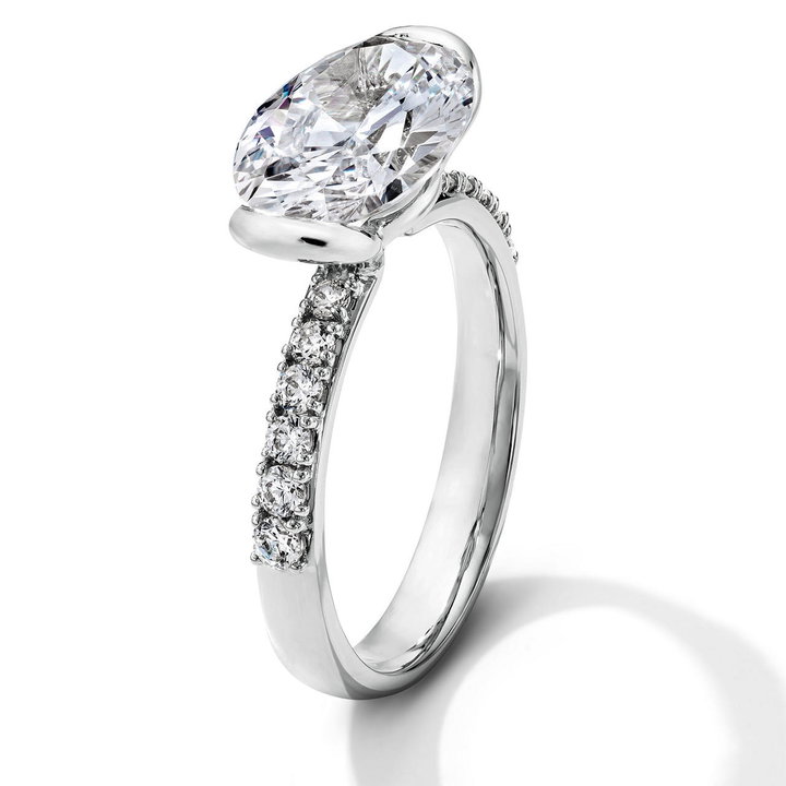 Simon G. East West Half Bezel Diamond Engagement Setting In White Gold 18K