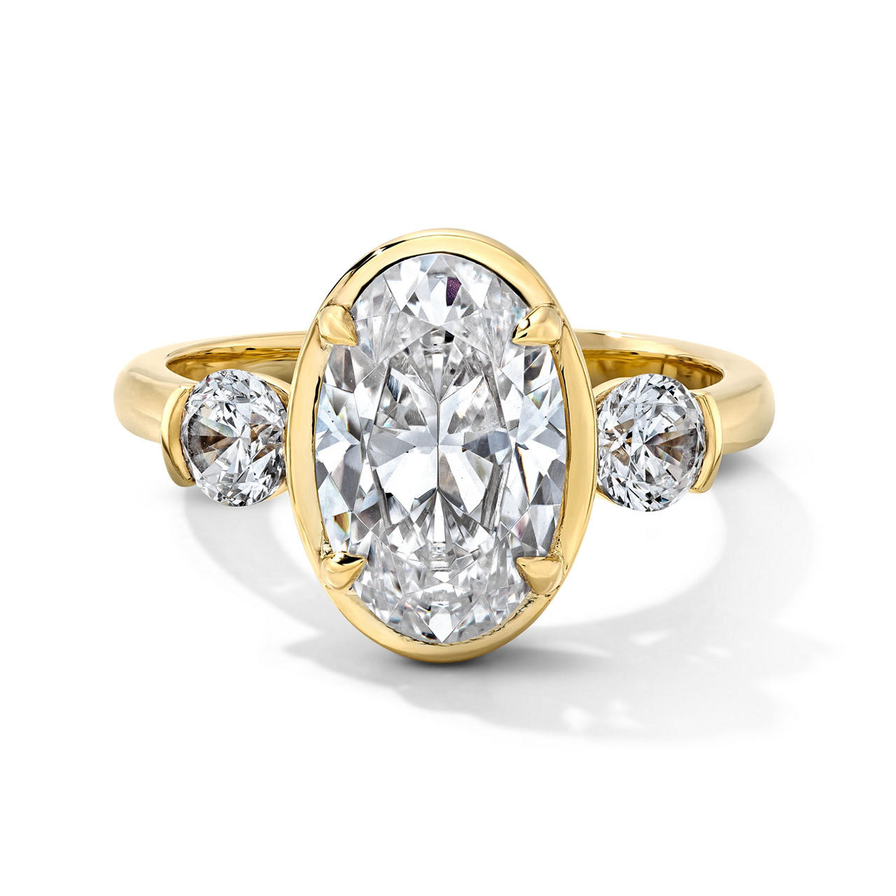 Simon G. Three Stone Oval Side Diamond Engagement Setting 0