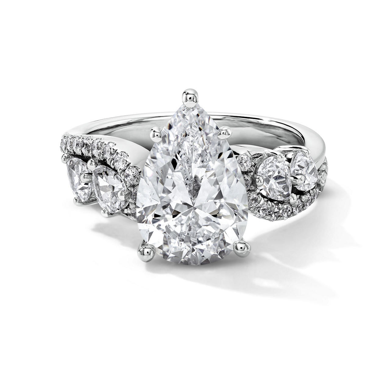 Simon G. Alternating Two Row Diamond Engagement Setting 0