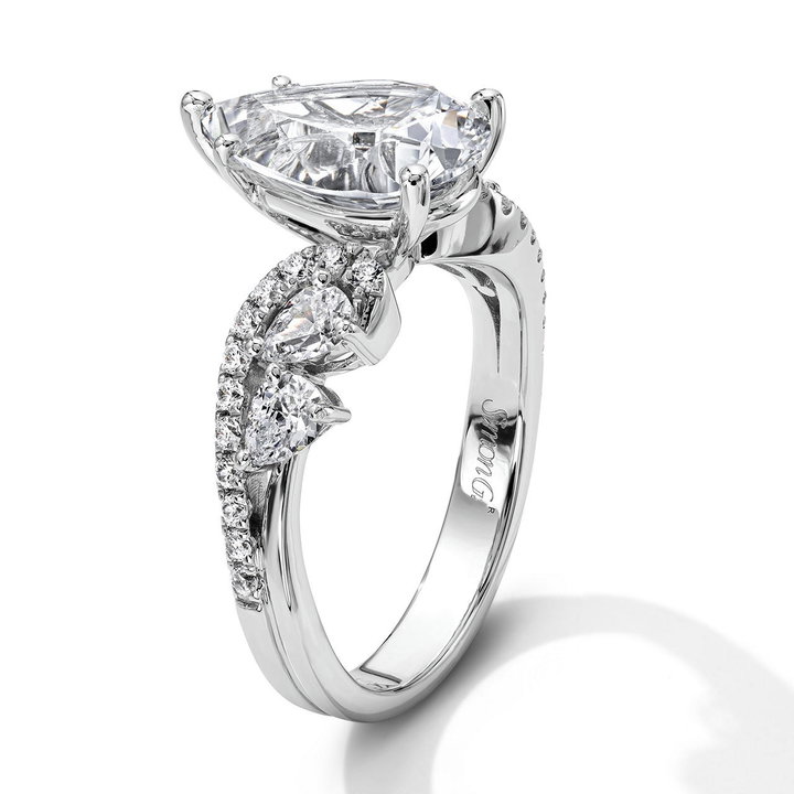 Simon G. Alternating Two Row Diamond Engagement Setting In White Gold 18K
