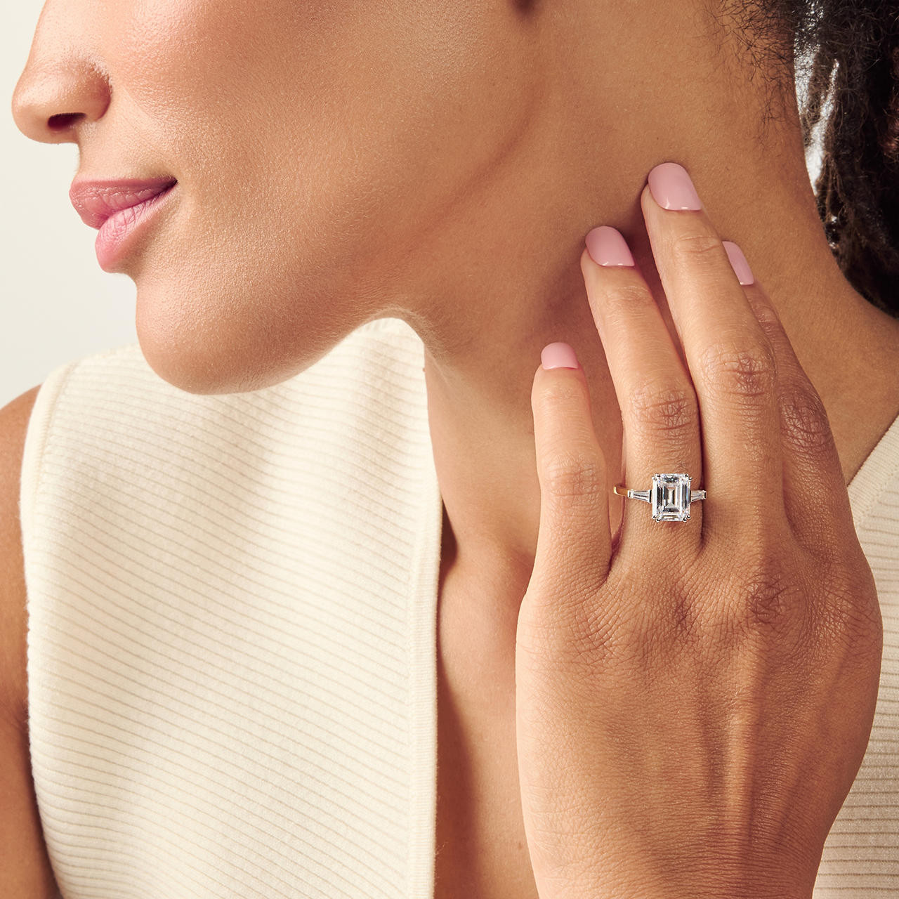 Simon G. Three Stone Cathedral Engagement Setting 1