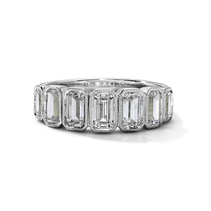 Simon G. Bezel Milgrain Diamond Wedding Band In White Gold 18K