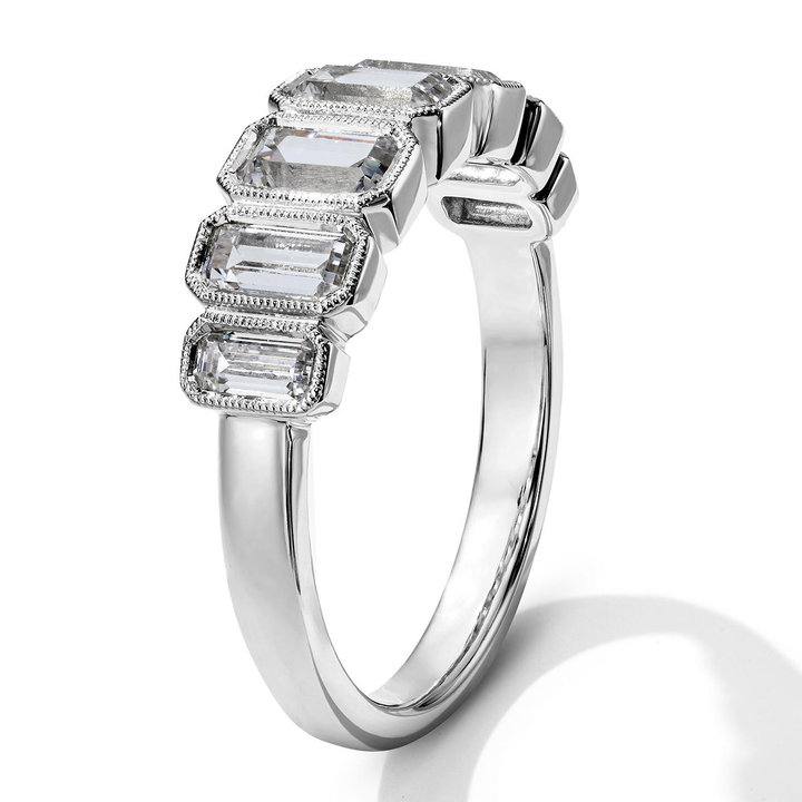 Simon G. Bezel Milgrain Diamond Wedding Band In White Gold 18K