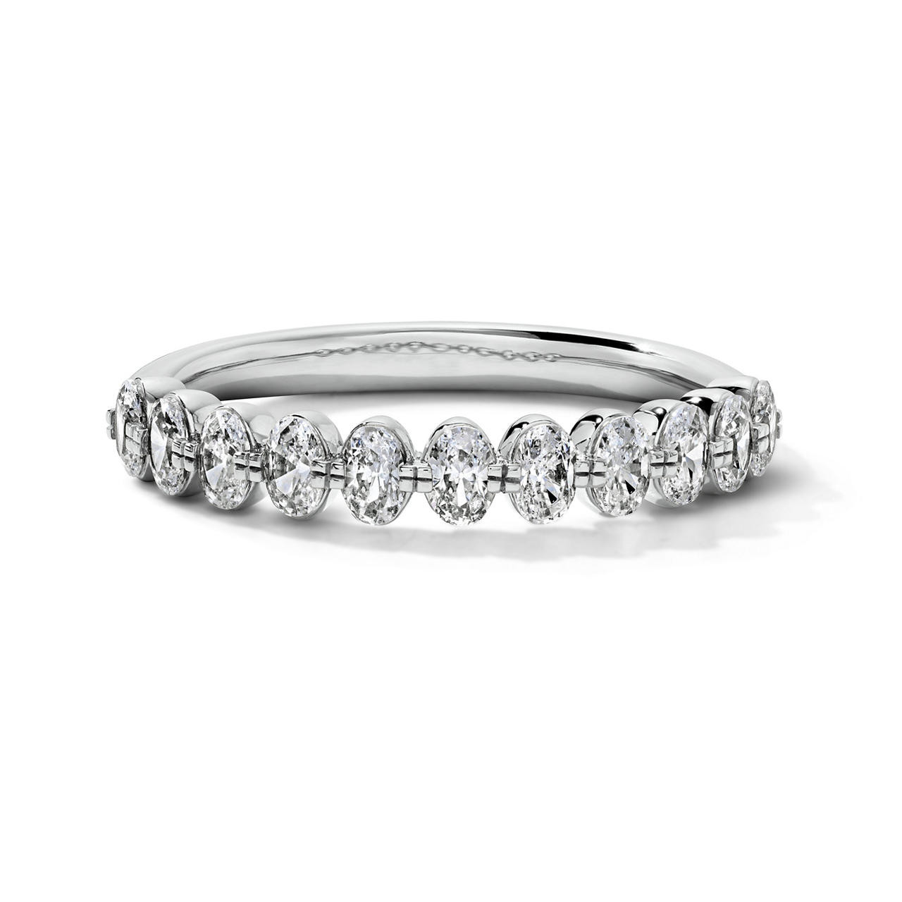 Simon G. Oval Diamond Single Prong Wedding Band