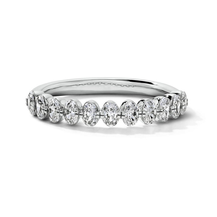 Simon G. Oval Diamond Single Prong Wedding Band In White Gold 18K