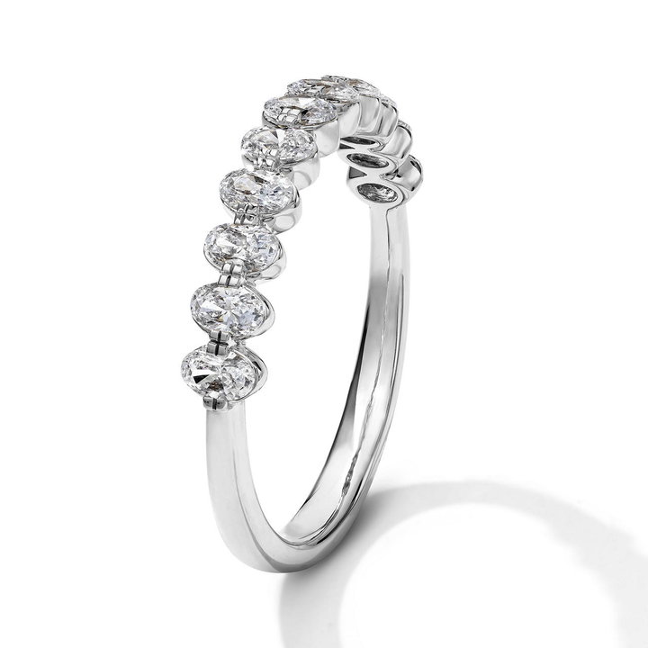 Simon G. Oval Diamond Single Prong Wedding Band In White Gold 18K