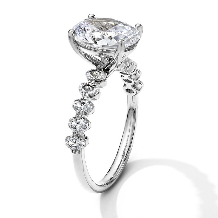 Simon G. Oval Accented Diamond Single Prong Engagement Setting In White Gold 18K