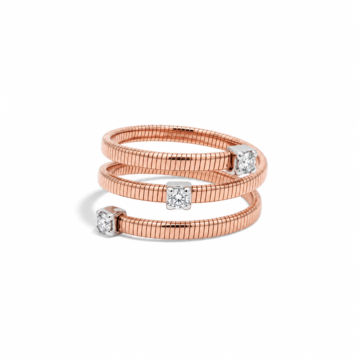 Rose Gold Flexible Diamong Wrap Ring (0.16tw)