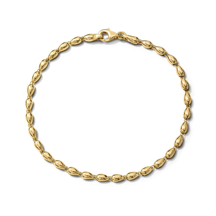Gold Teardrop Link Bracelet In Solid 14K Yellow Gold