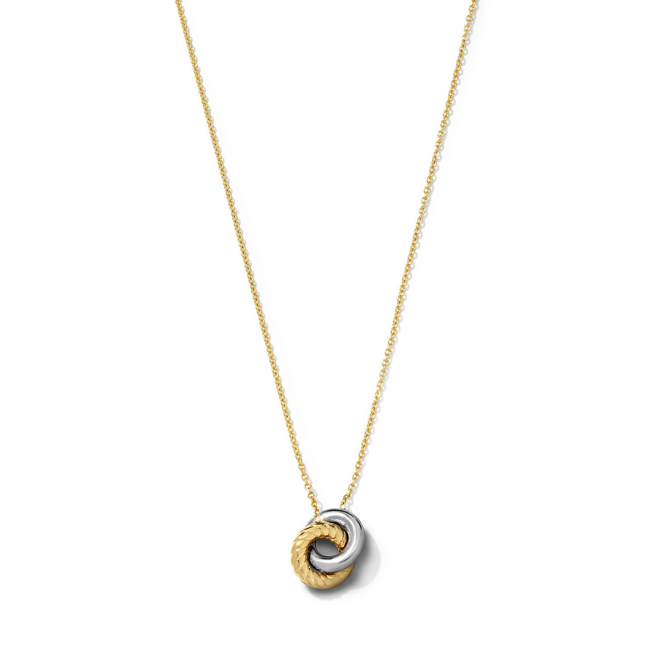 Two Tone Gold Interlocking Pendant Necklace