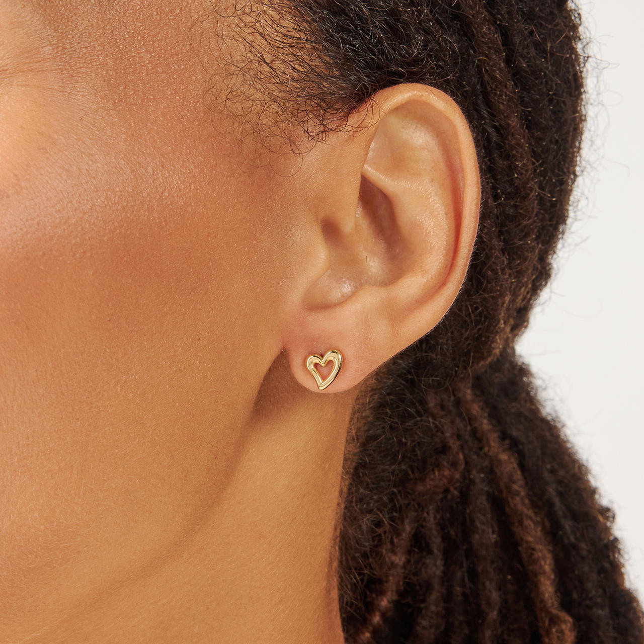 Open Heart Gold Stud Earrings 1