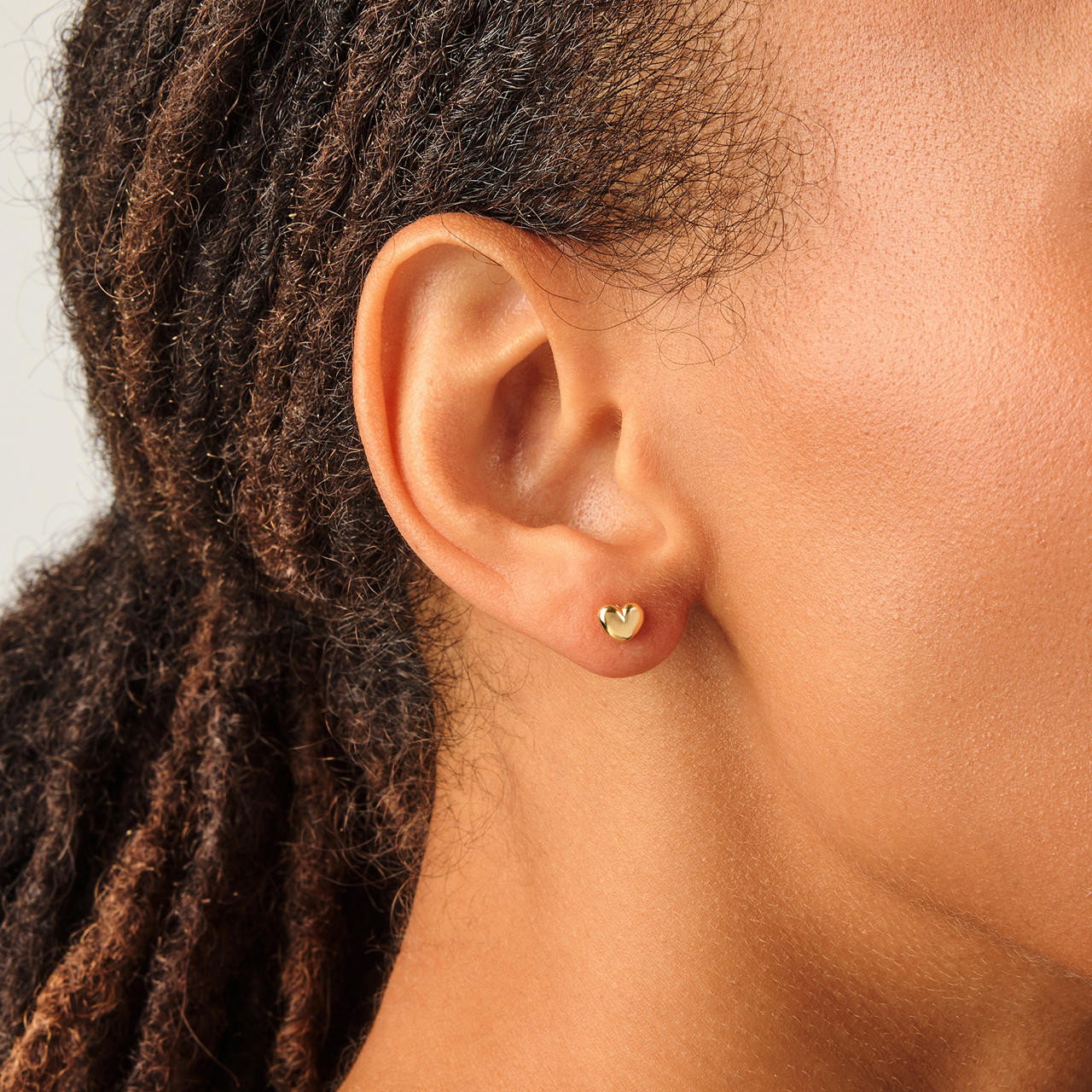 Gold Heart Stud Earrings
