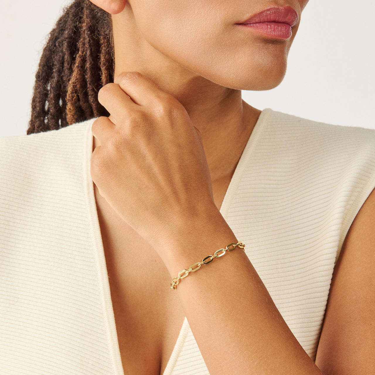 Gold Paperclip Link Chain Bracelet 2