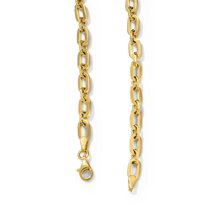 Gold Paperclip Link Chain Bracelet In Solid 14K Yellow Gold
