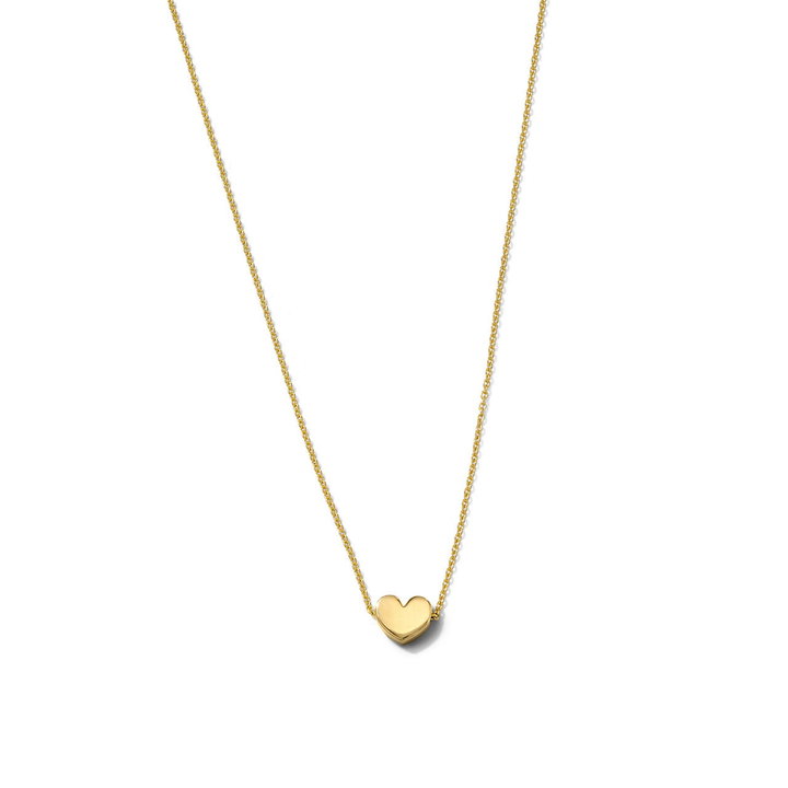 Gold Heart Pendant Necklace In Solid 14K Yellow Gold