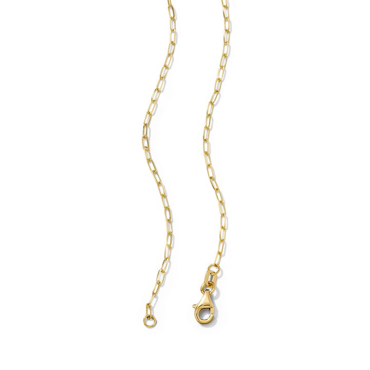 Gold Paperclip Chain Cross Pendant Necklace In Solid 14K Yellow Gold