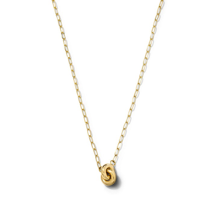 Gold Knot Pendant Necklace In Solid 14K Yellow Gold