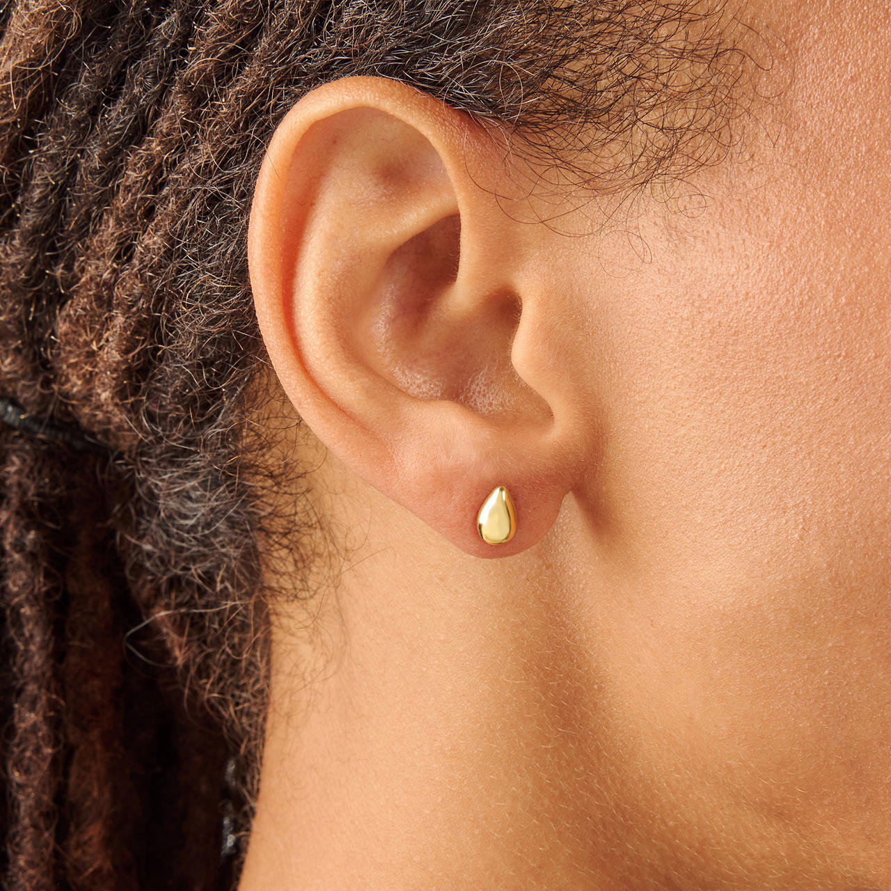 Gold Teardrop Stud Earrings