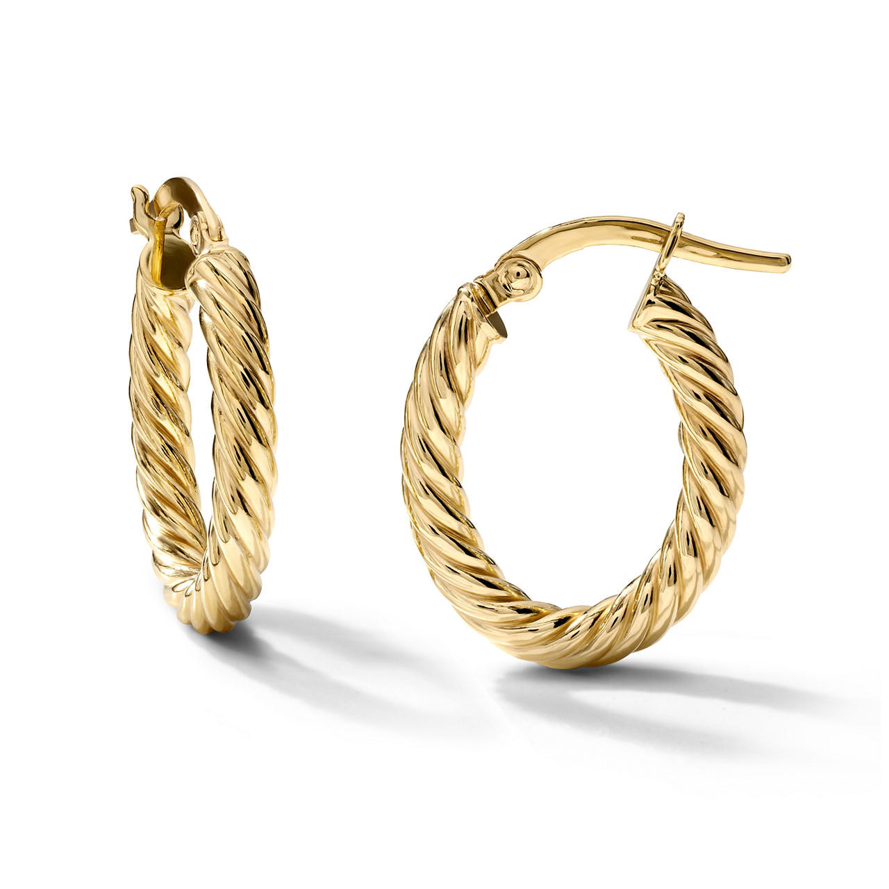 Gold Twist Oval Hoop Earrings 0