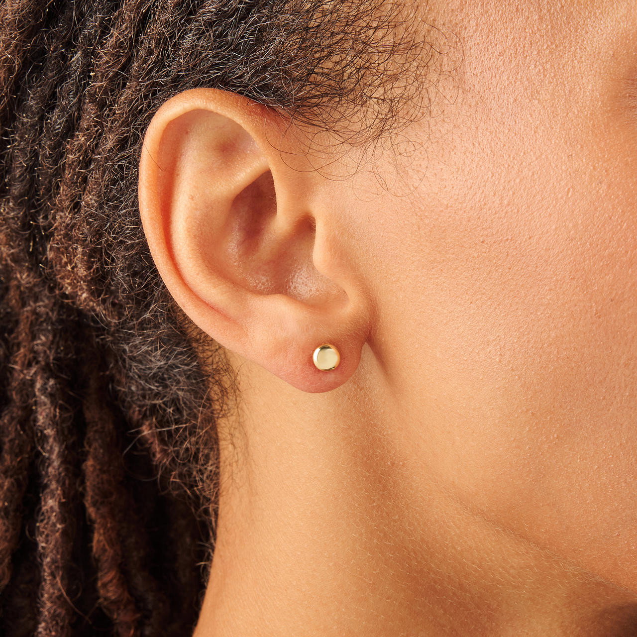 Gold Round Stud Earrings