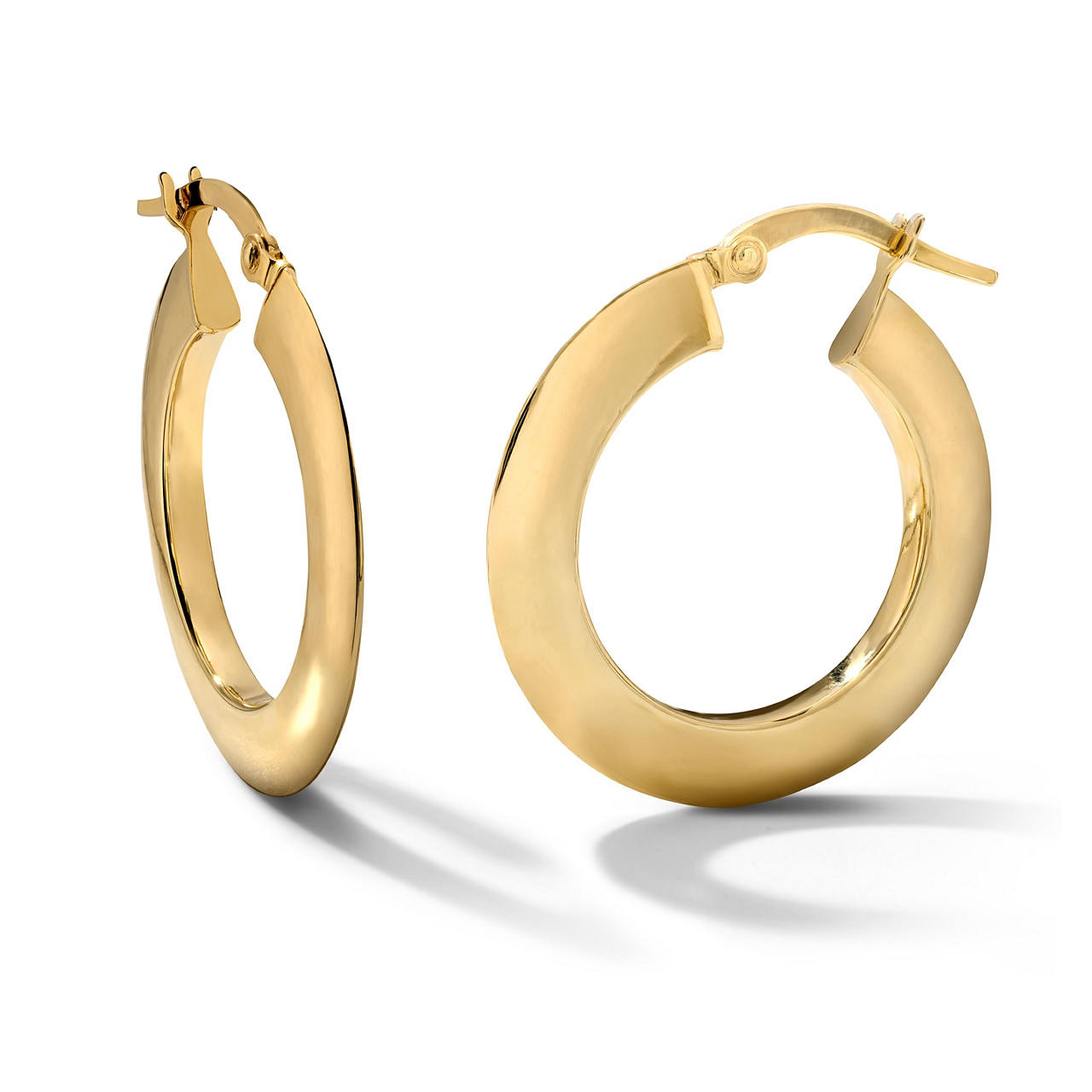 Gold Knife Edge Hoop Tube Earrings 0