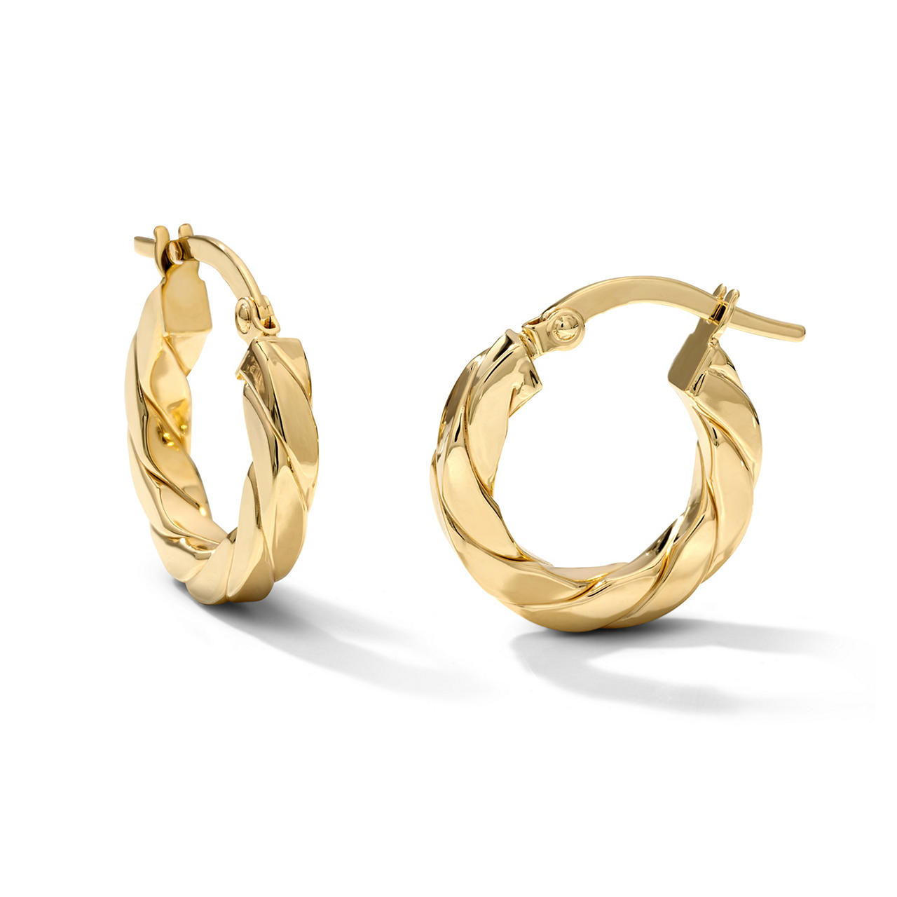 Gold Twist Hoop Tube Earrings 0