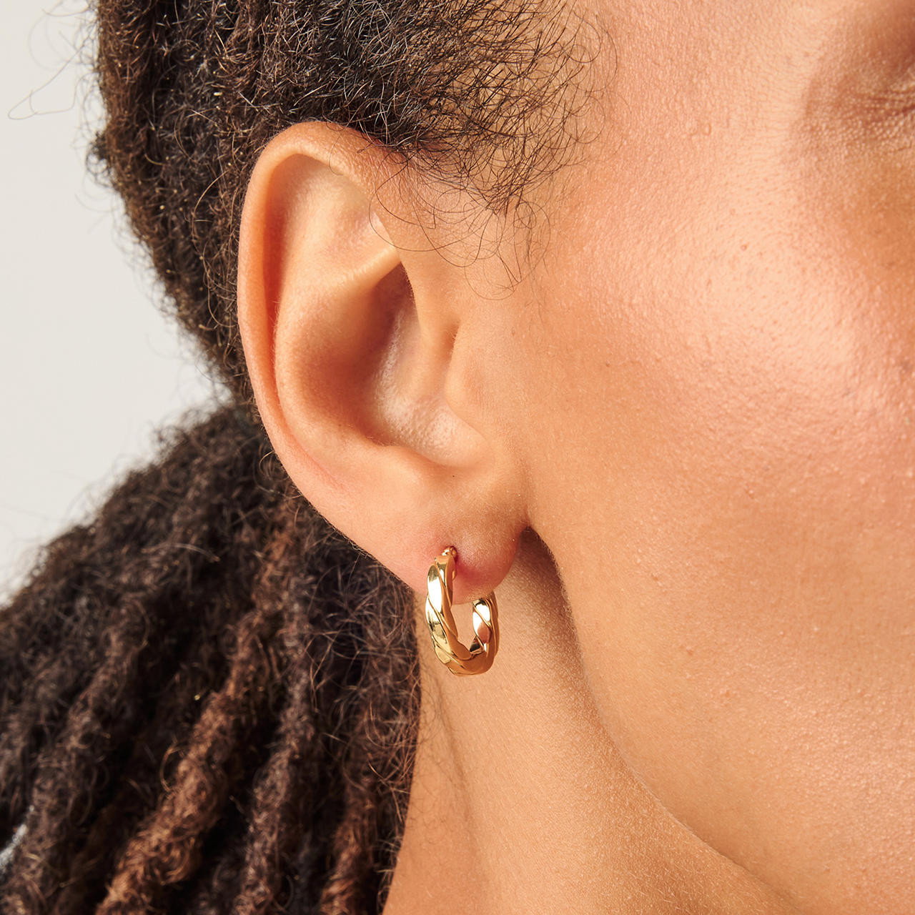 Gold Twist Hoop Tube Earrings