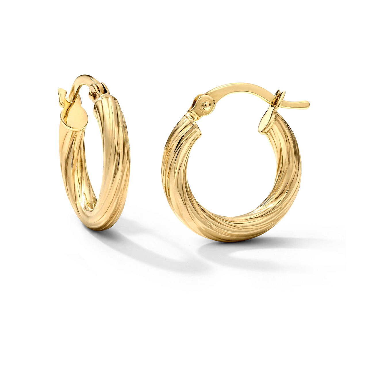 Gold Textured Hoop Tube Earrings 0