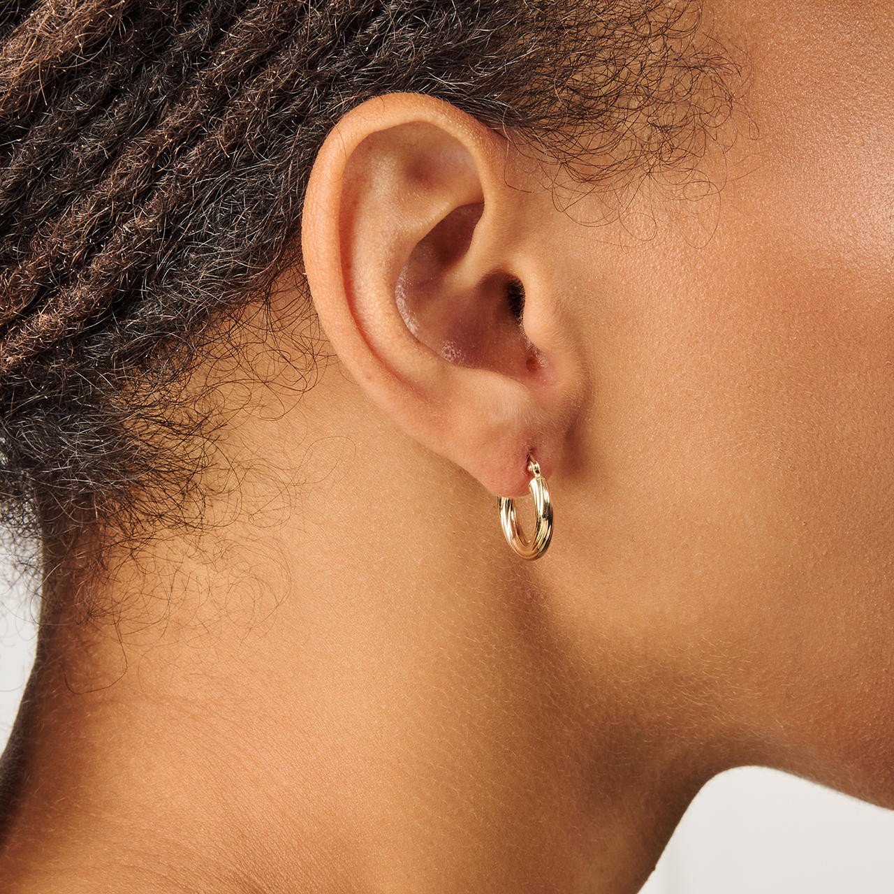 Gold Textured Hoop Tube Earrings