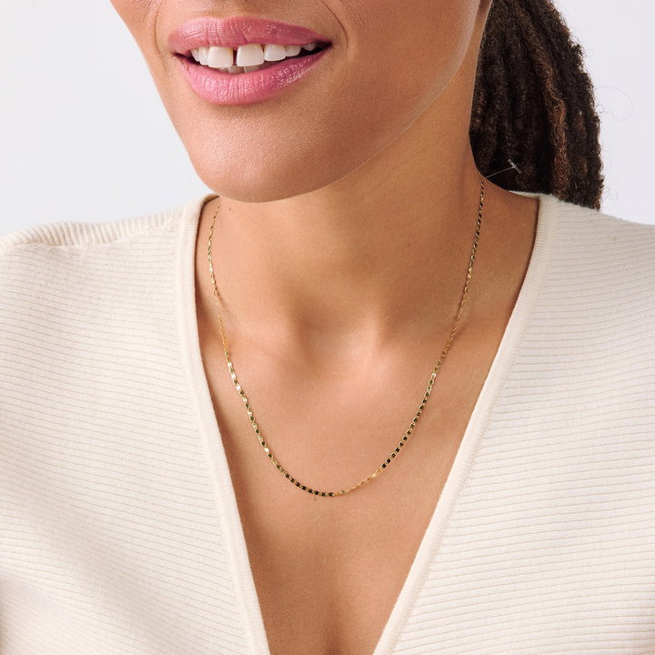 Gold Mirror Chain Necklace (1.65mm) In Solid 14K Yellow Gold