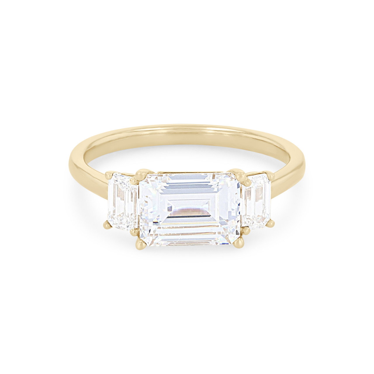 Modern Three Stone Emerald Diamond Engagement Setting 0
