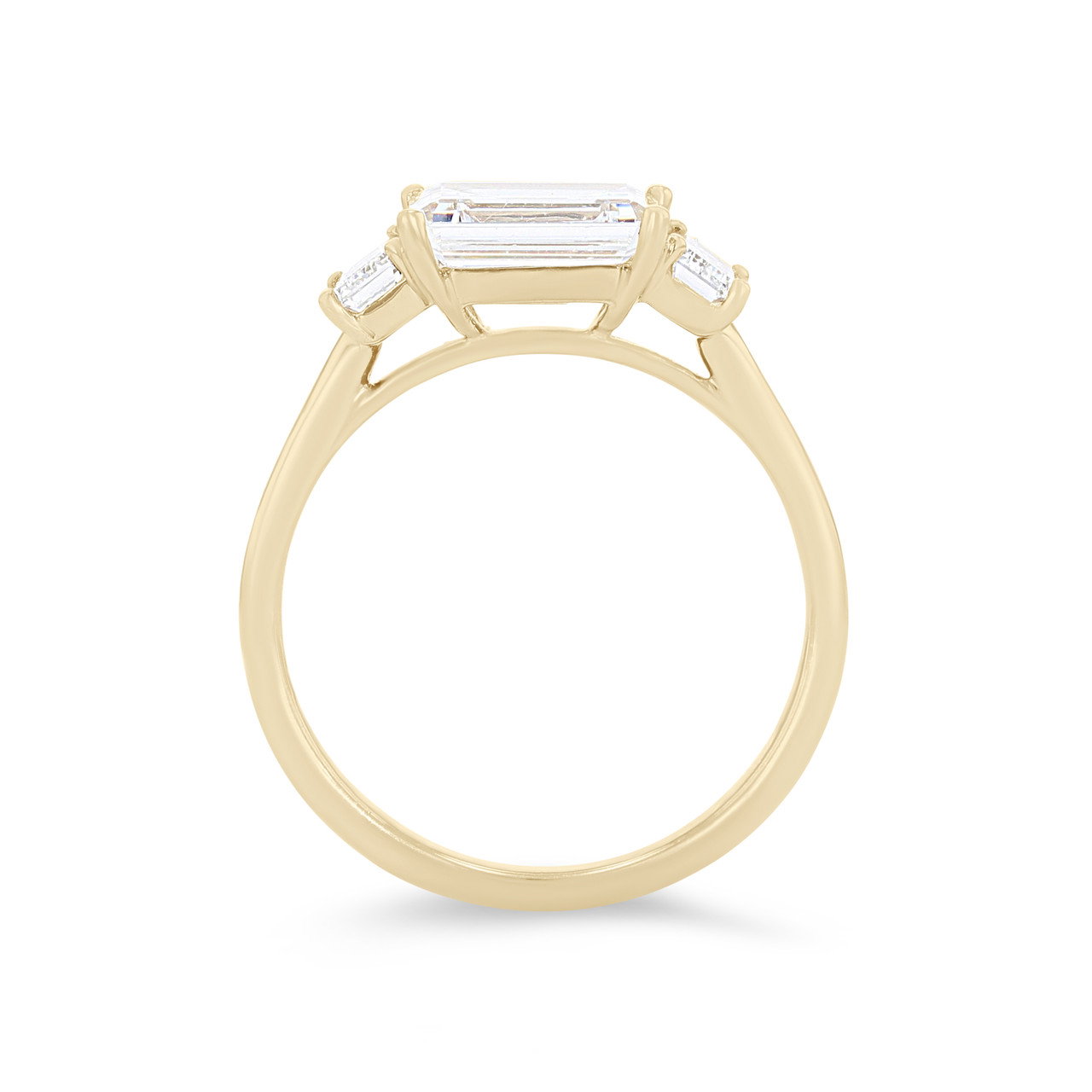 Modern Three Stone Emerald Diamond Engagement Setting 4