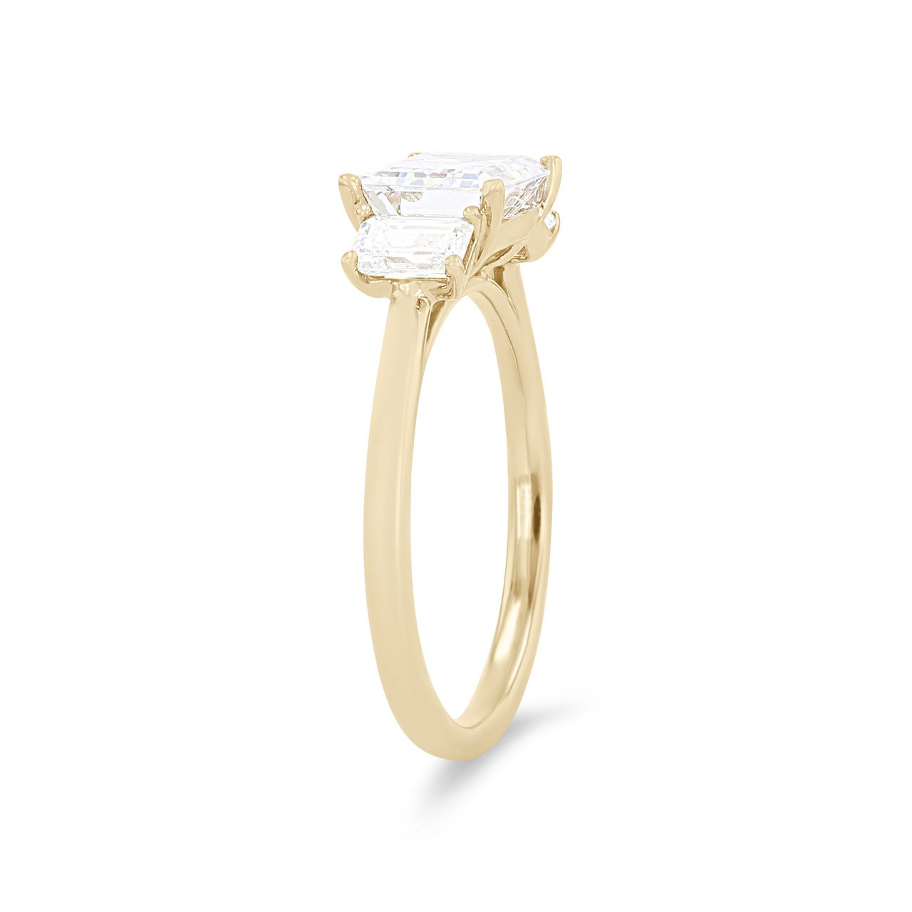 Modern Three Stone Emerald Diamond Engagement Setting 1