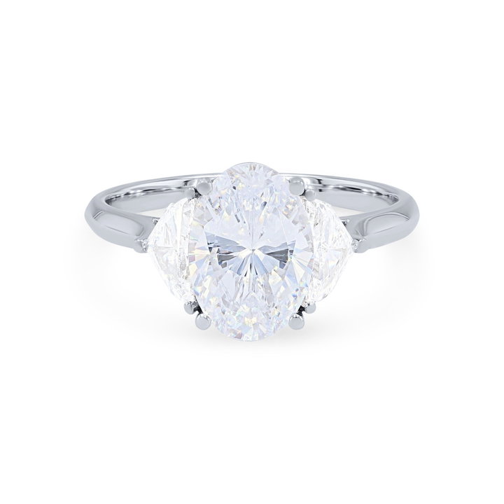 Three Stone Epaulette Diamond Engagement Setting In White Gold 14K