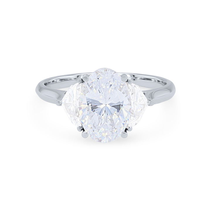 White Gold 14K Three Stone Epaulette Diamond Engagement Setting