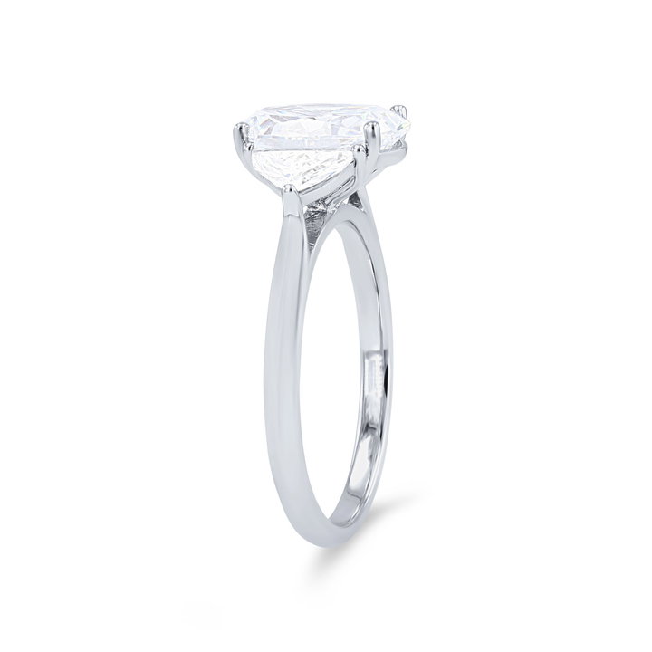 Three Stone Epaulette Diamond Engagement Setting In White Gold 14K