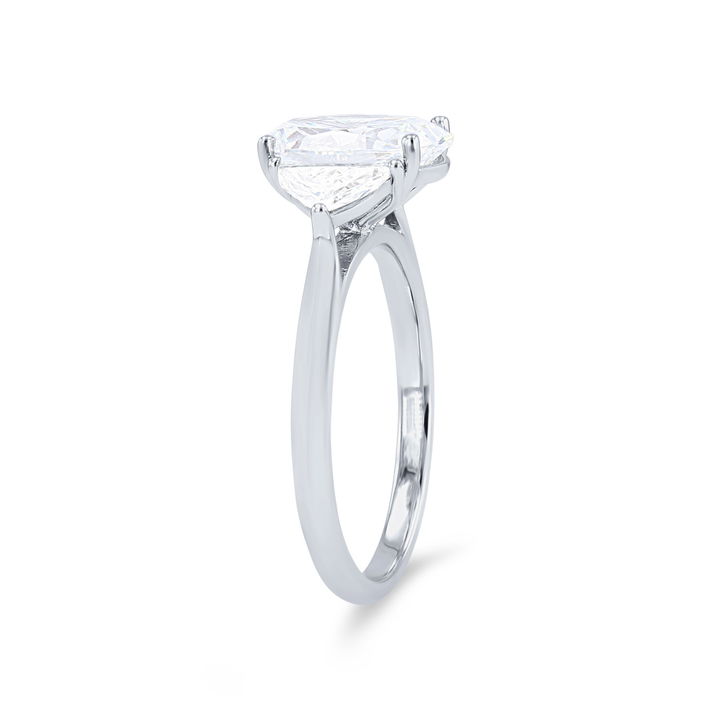 White Gold 14K Three Stone Epaulette Diamond Engagement Setting