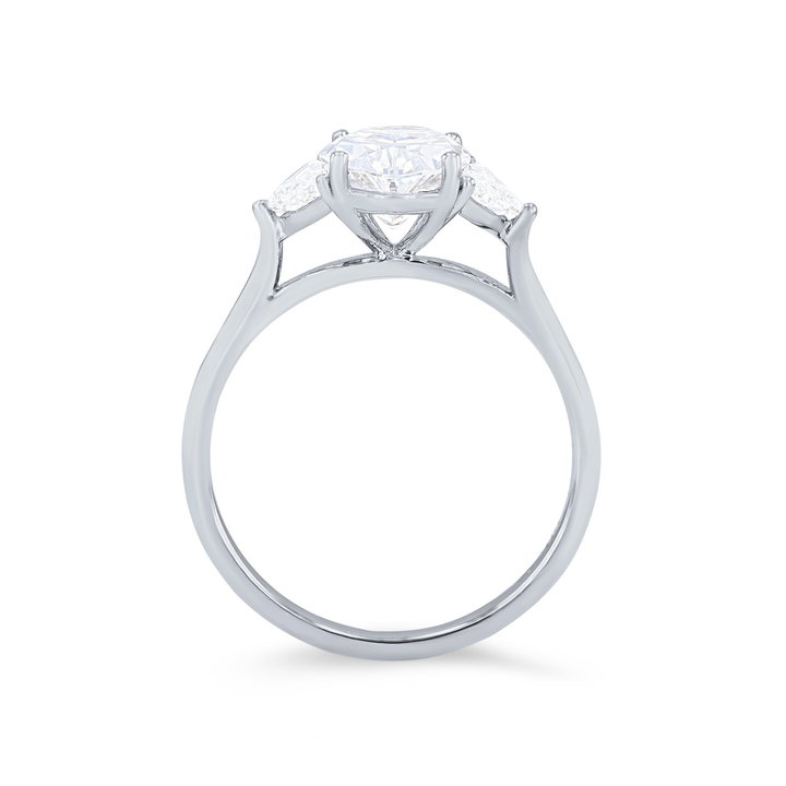 Three Stone Epaulette Diamond Engagement Setting In White Gold 14K