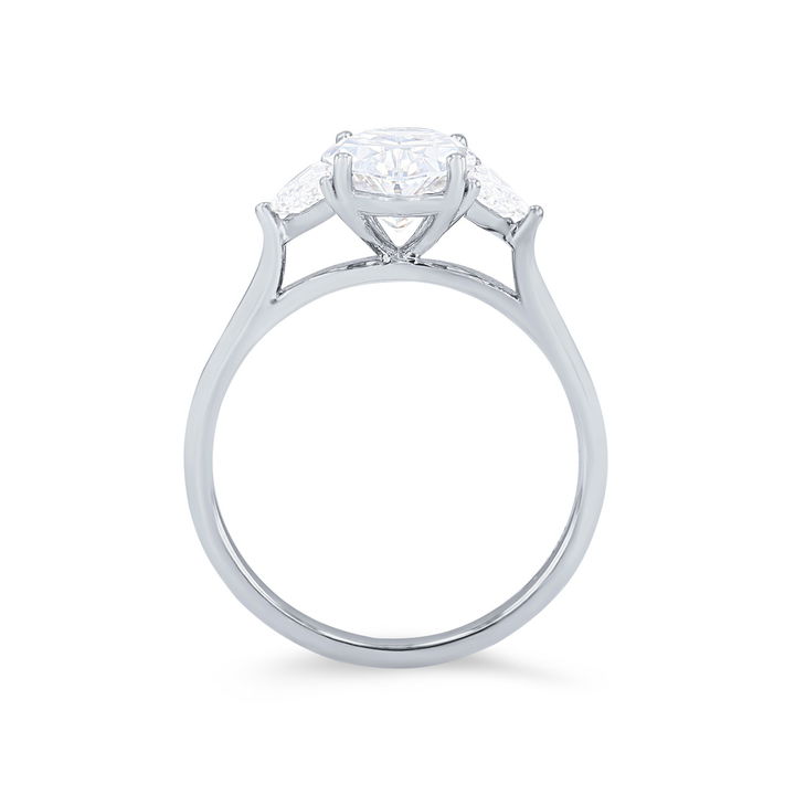 White Gold 14K Three Stone Epaulette Diamond Engagement Setting