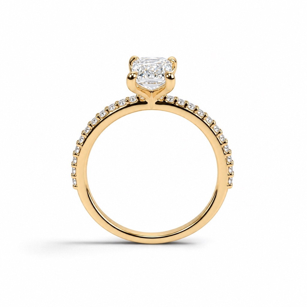 Emerald Cut Lab Grown Diamond Pave Engagement Ring (1.46ct)