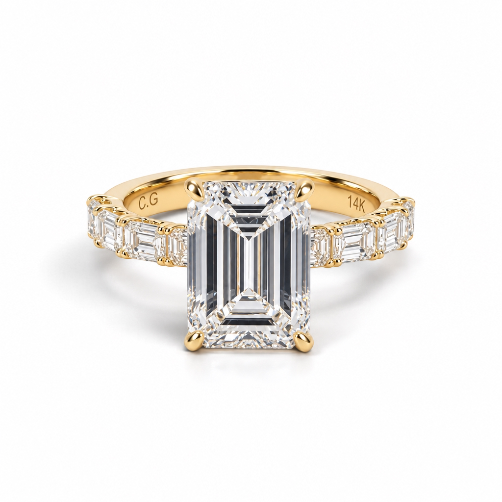 Emerald Cut Lab Grown Diamond Engagement Ring (4.37ct)