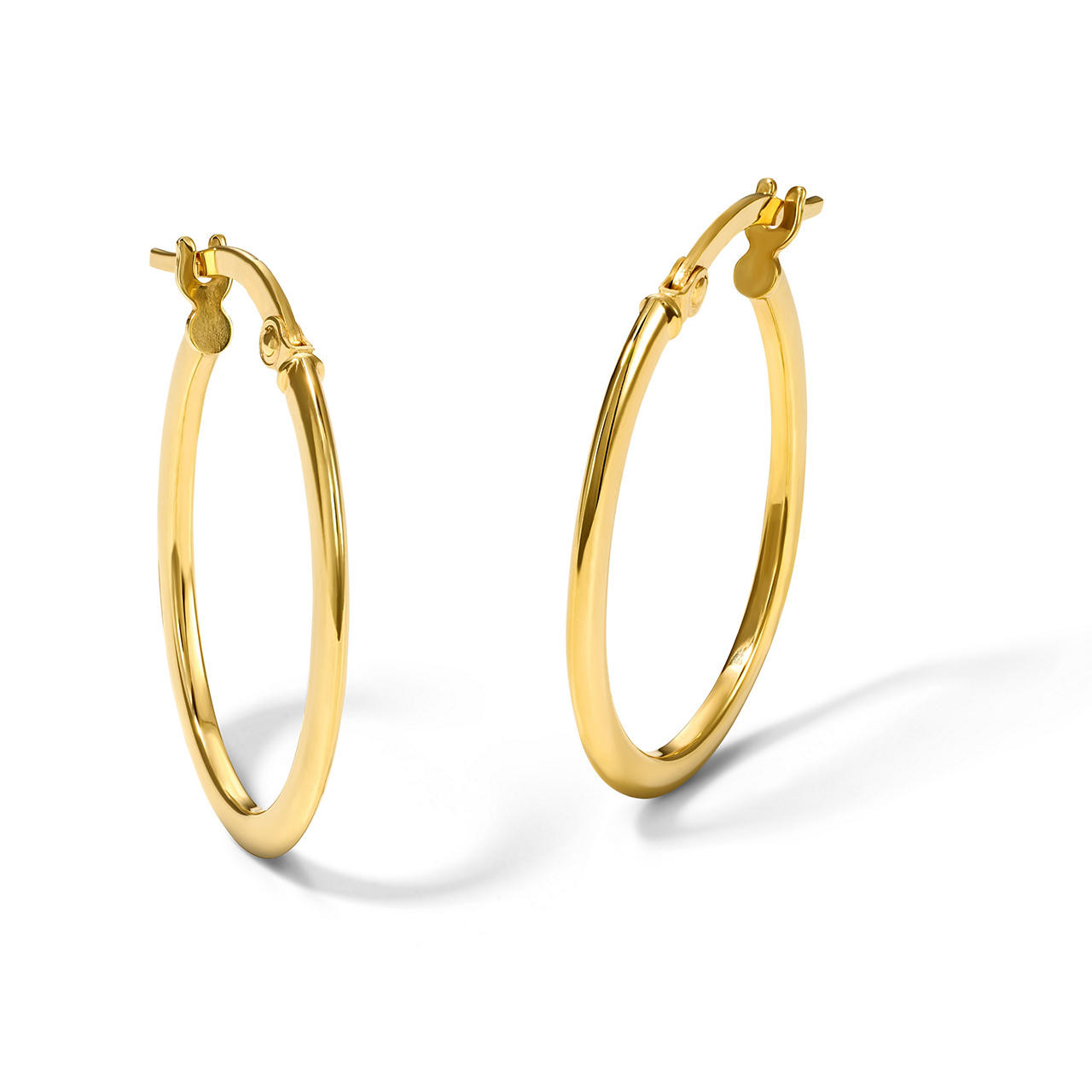 Gold Knife Edge Oval Hoop Earrings