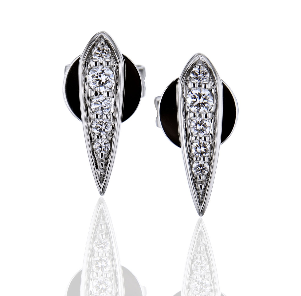 Diamond Line Marquise Shaped Stud Earrings