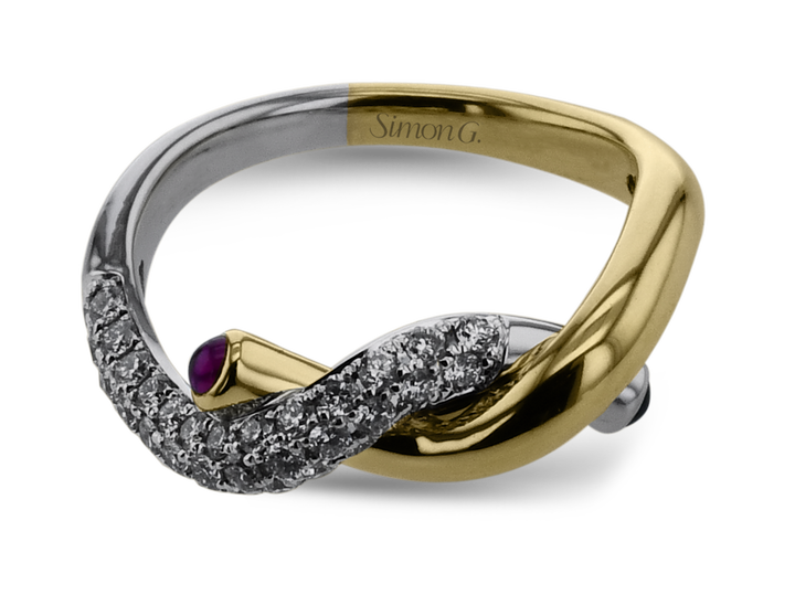 Simon G. Intertwined Gold Diamond Band In Solid 18K White / Yellow Gold