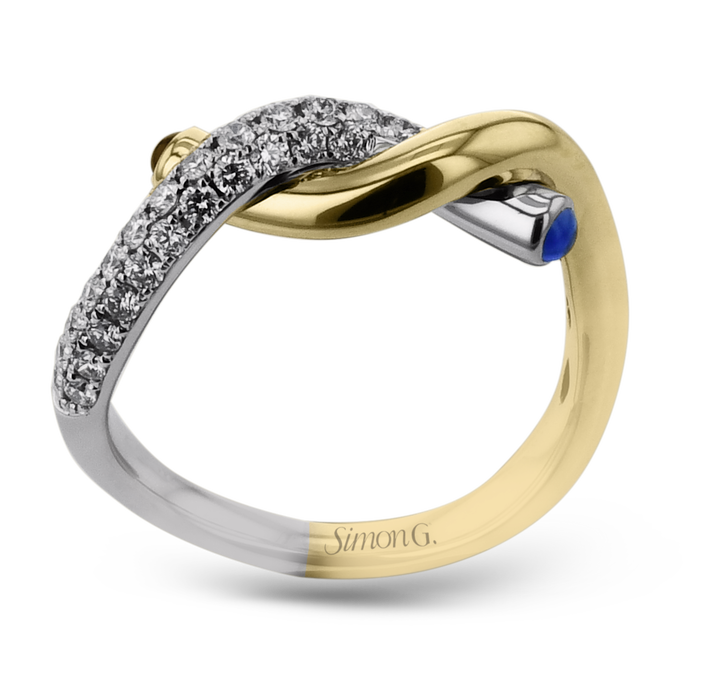 Simon G. Intertwined Gold Diamond Band In Solid 18K White / Yellow Gold
