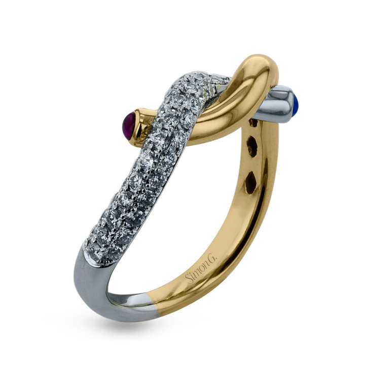 Simon G. Intertwined Gold Diamond Band In Solid 18K White / Yellow Gold