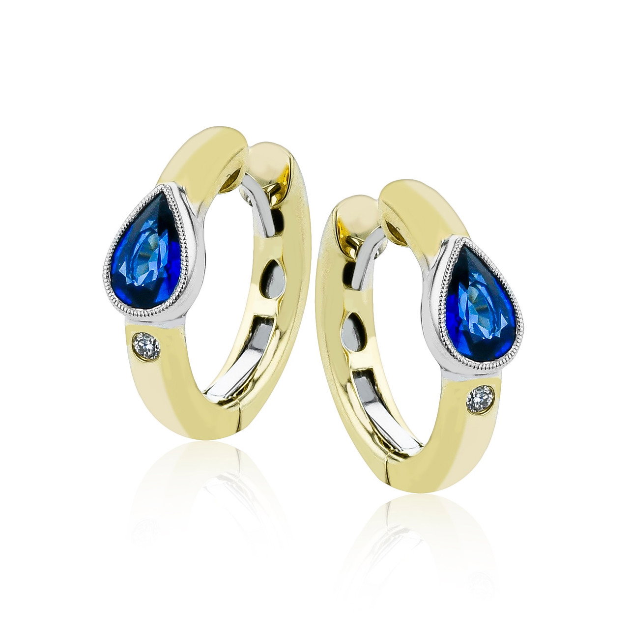 Simon G. Blue Sapphire & Diamond Gold Hoop Earrings